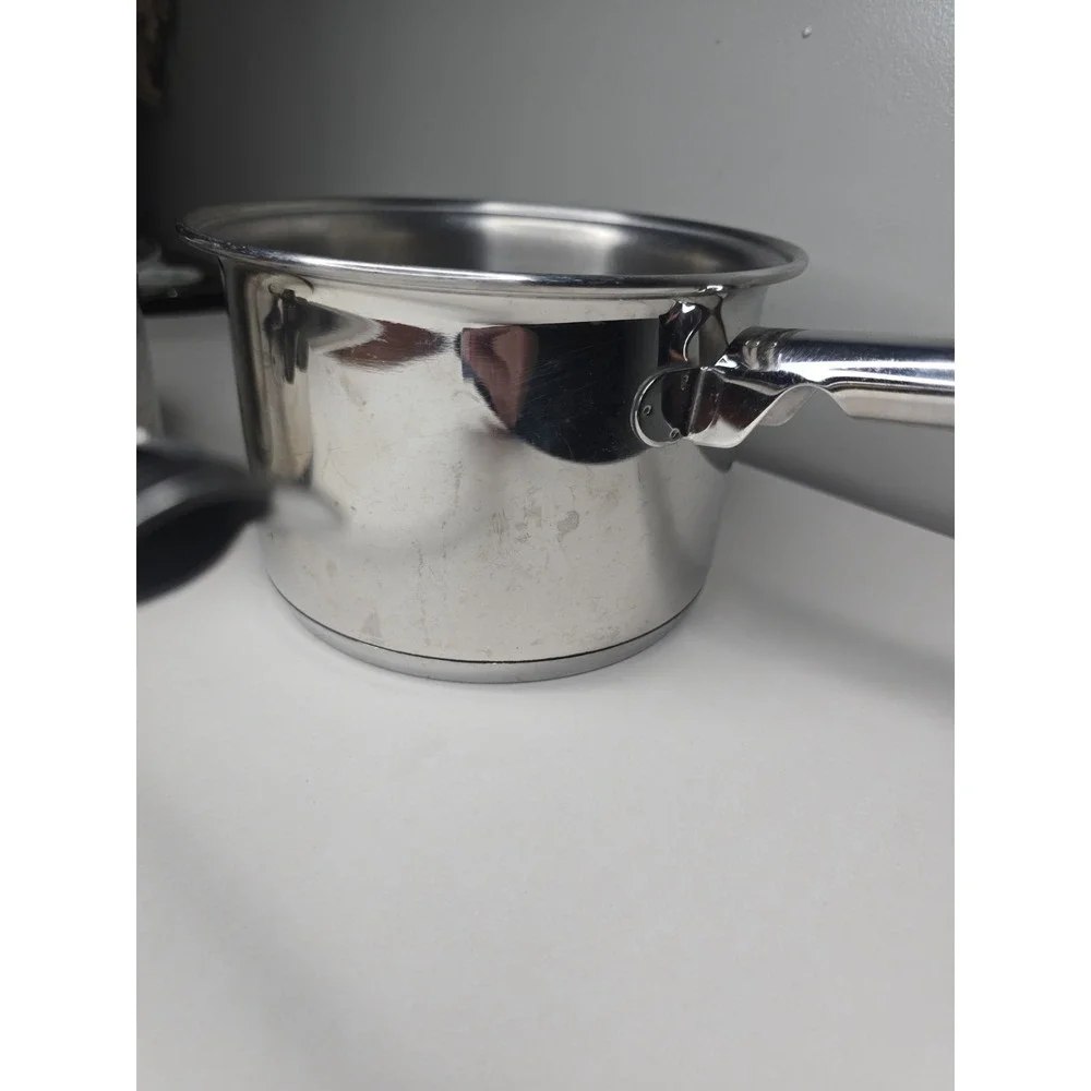 Tramontina 18/10 Stainless Steel 20 & 16 cm Saucepan Pots Try-Ply Clad Set of 2
